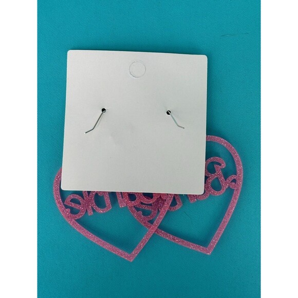 Barbie Heart Glitter Drop Earrings - Acrylic - Picture 3 of 5